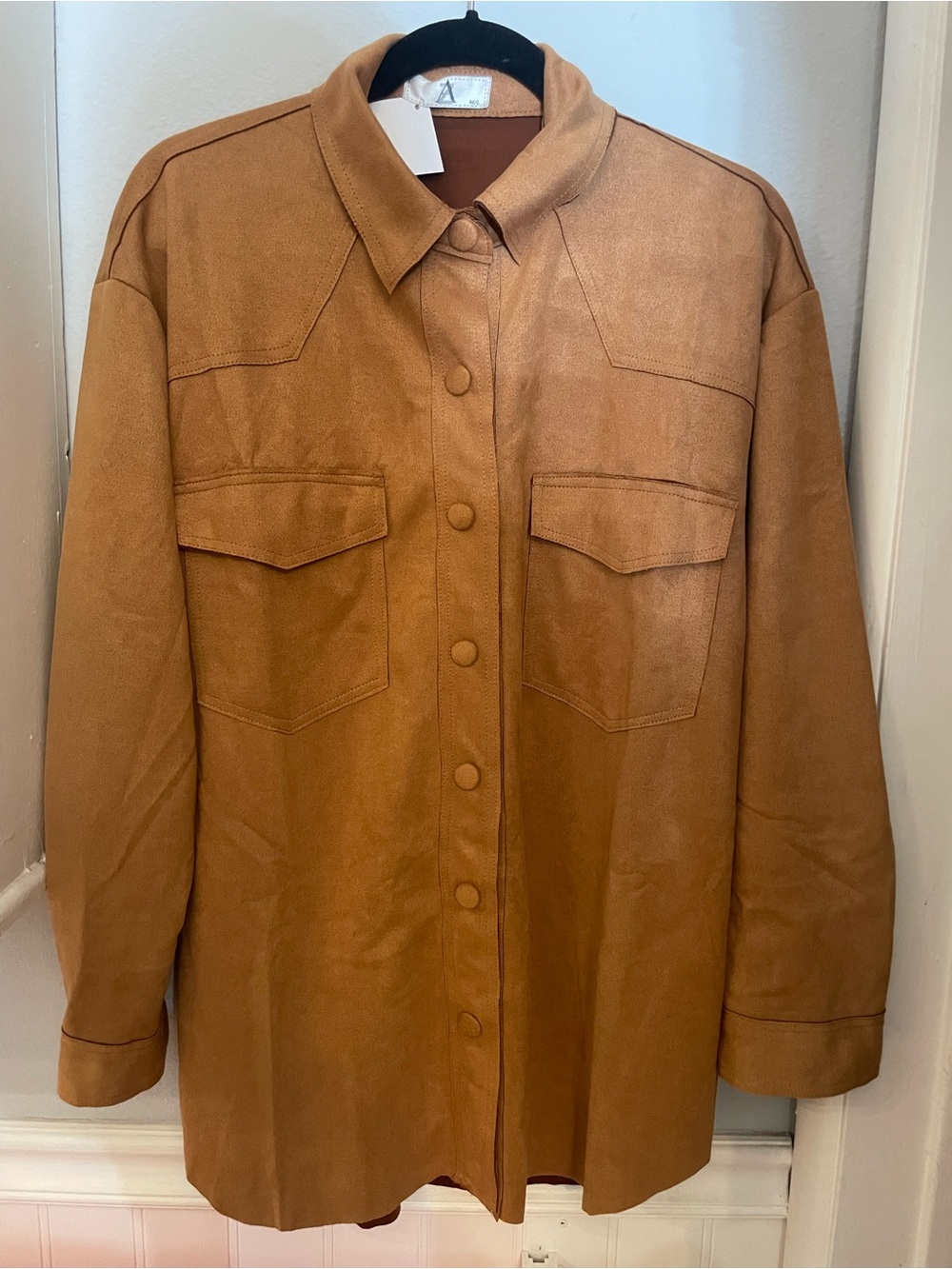 Women’s Tan Faux Suede Utility Jacket by A - Picture 1 of 5